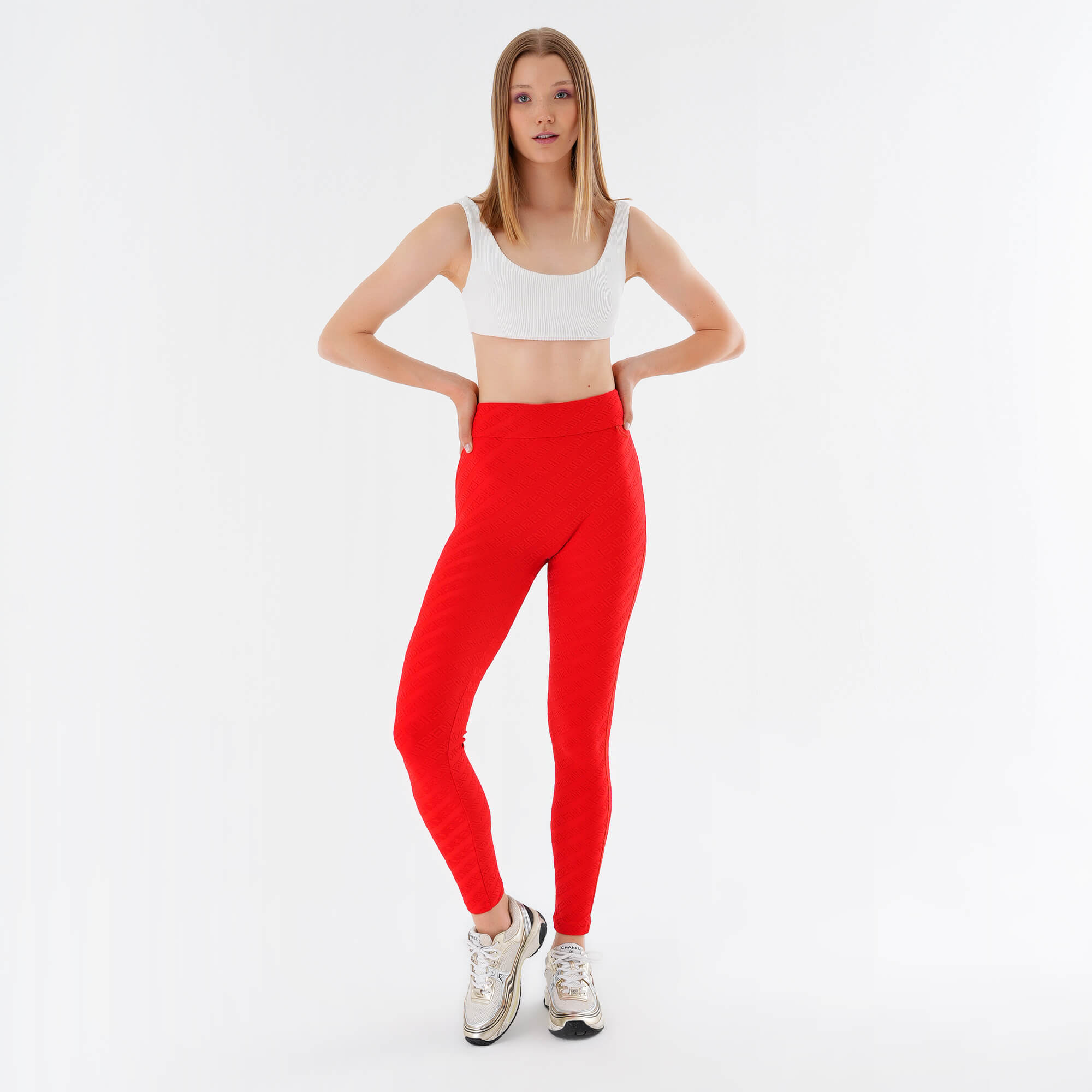 Fendi - Red Logo Leggings M